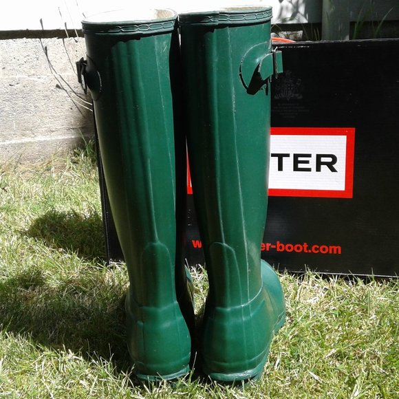 Hunter Dark Green Matte Original Tall Boots W6 - Picture 3 of 6